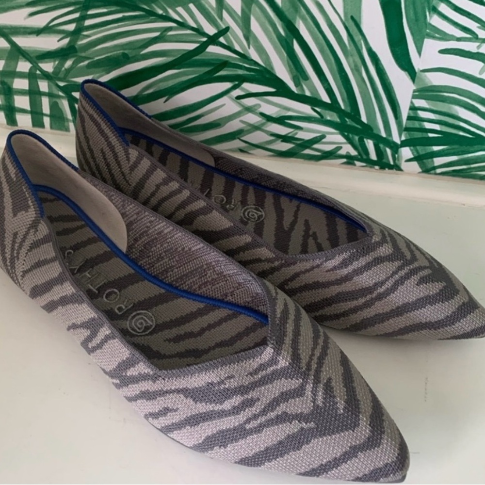 Rothy's Zebra Stripe Gray Flats